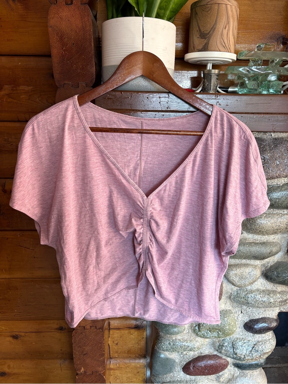 Lululemon To The Point Ruched V Neck Dolman Top Dusty Pink